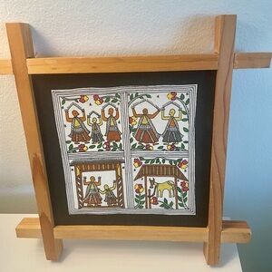 Handcrafted Indian Madhubani Filk Art Wall Art Framed